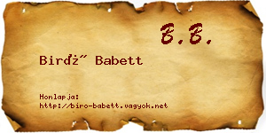 Biró Babett névjegykártya
